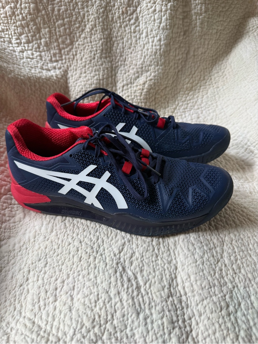 ASICS Gel-Resolution Men’s Size 9 Navy Red Tennis Shoes 1041A079